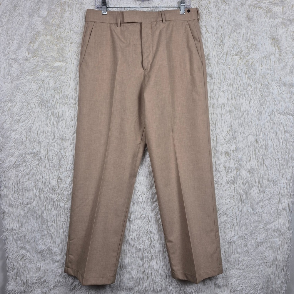 Fendi Roma Mens Tan Virgin Wool Tailored Dress Pants 32x31 Made in Italy